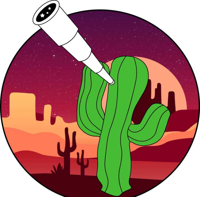 SAGUARO project logo: a telescope trained on the sky above a saguaro cactus