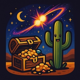 TROVE project logo: a treasure chest and a saguaro cactus under a night sky with a transient